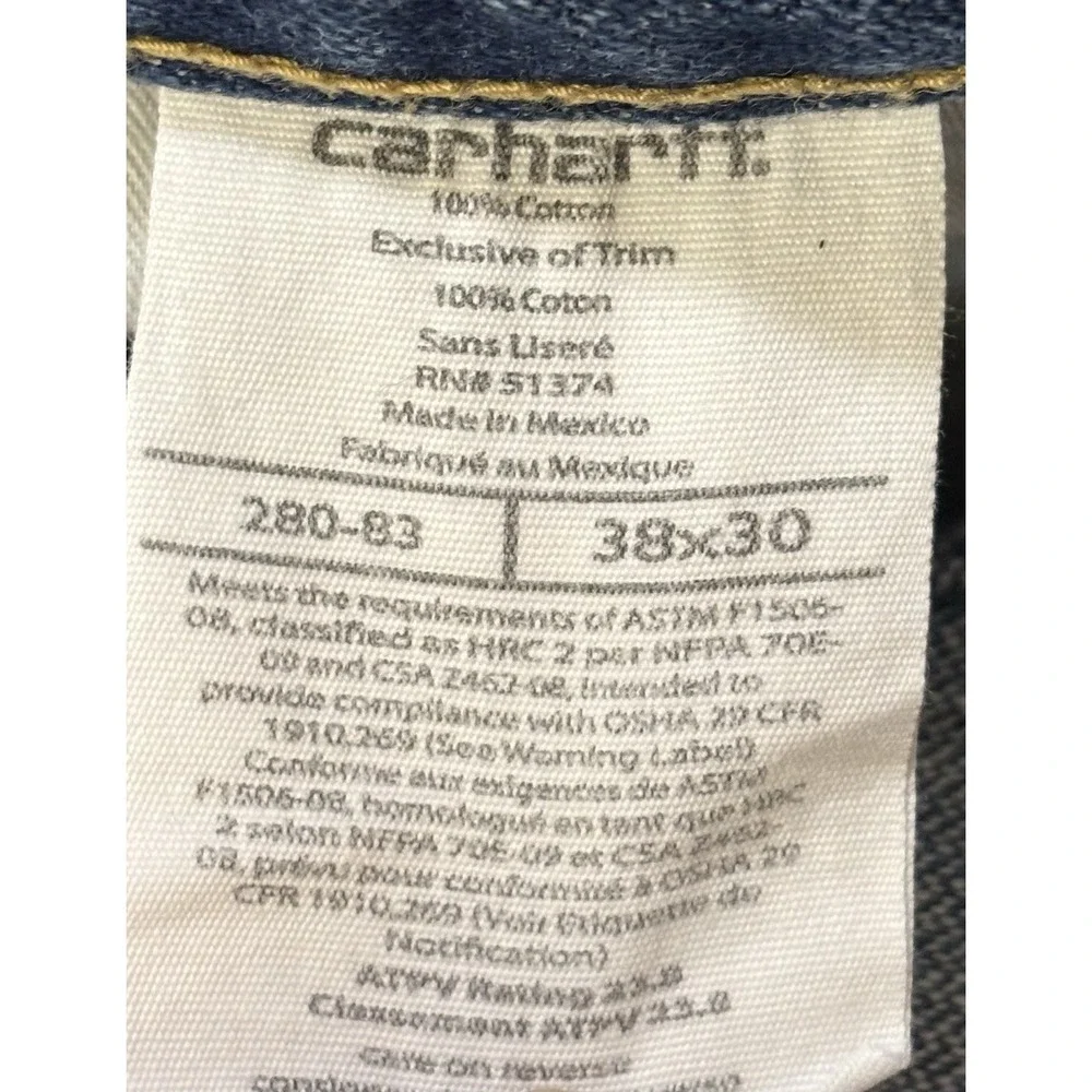 Carhartt FR Jeans Men's  38x30 Blue Denim Flame Resistant Workwear CAT 2 NFPA FR